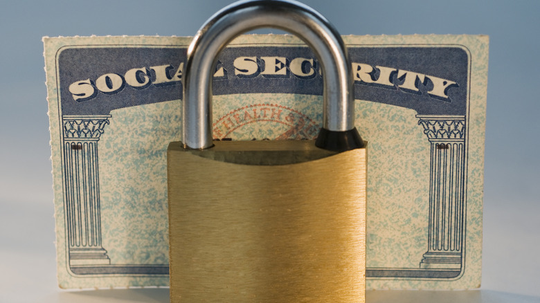 Social security card with a padlock